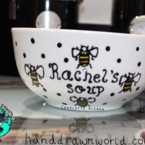Hand Drawn Bees design bowl. For cereal, fruit, Great gift ideas