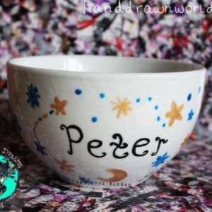 Hand Drawn Moon & Stars design bowl. For cereal, fruit, Great gift ideas