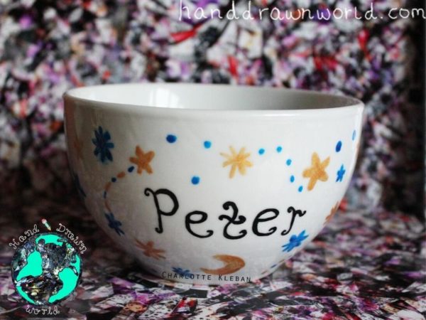 Hand Drawn Moon & Stars design bowl. For cereal, fruit, Great gift ideas