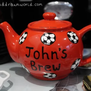 Hand Drawn football design teapot, small teapot, large teapot, wedding gifts, Anniversary gift