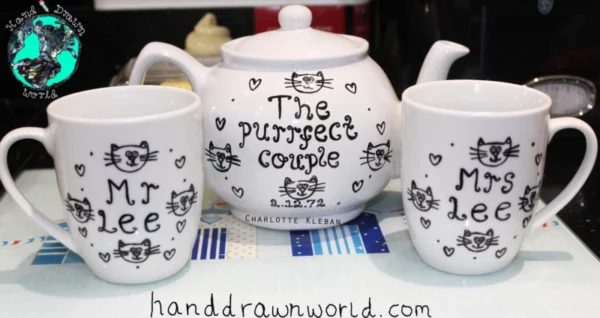 Cats Design Tea Set For Two